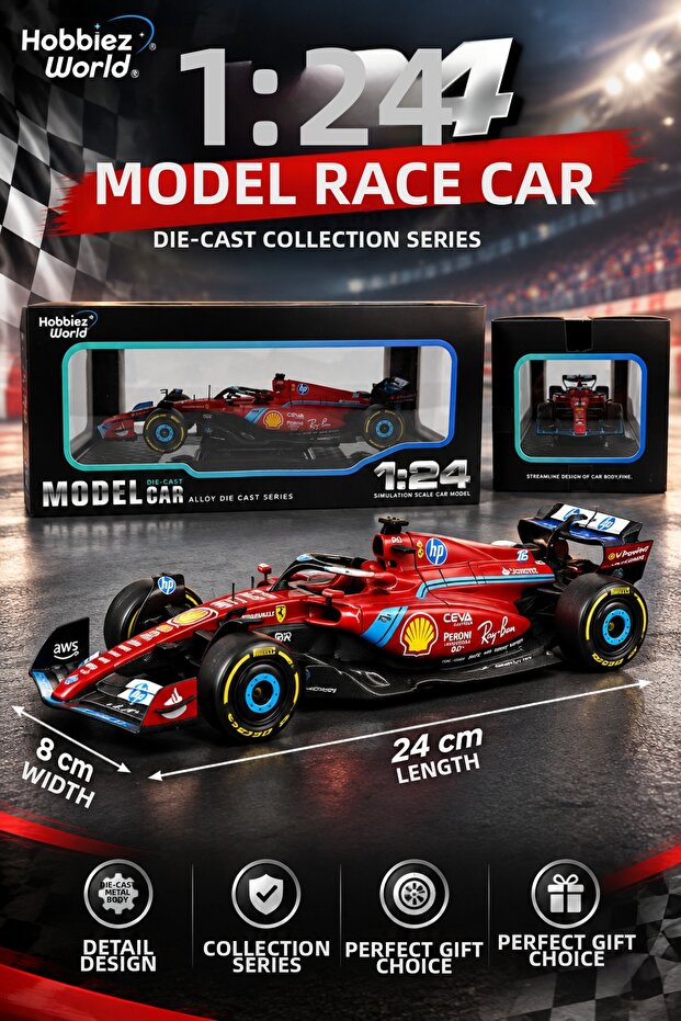 1:24 Formula 1 Racing Car 24 cm Die-Cast Metal Model Car – Red Ferrari