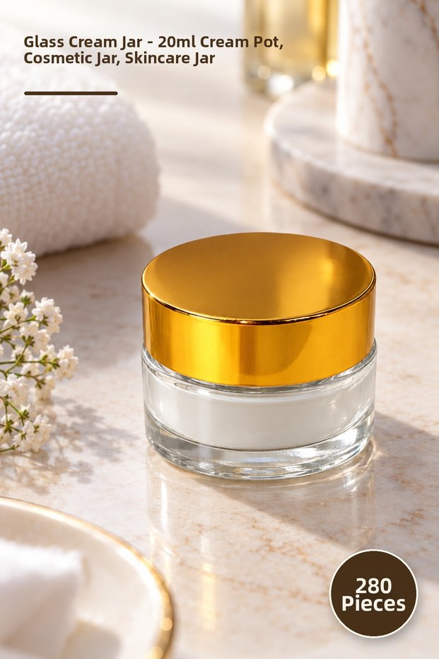 280 Pieces Glass Cream Box – 20ml Cream Container, Cosmetic Jar, Skincare Jar, Cream Pot