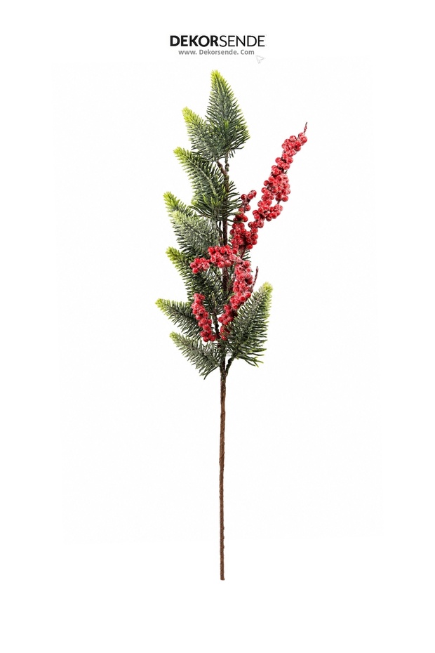 Christmas Ornament Branch with Berries Pine Green Red 68 cm