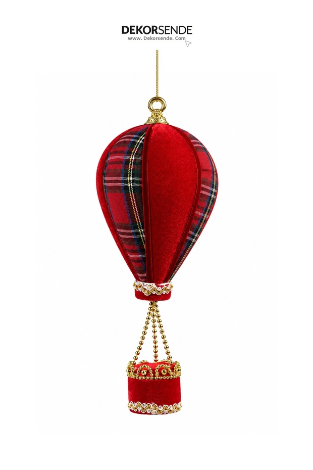 Christmas Ornament Zeplin Velvet Plaid Red White 30 cm