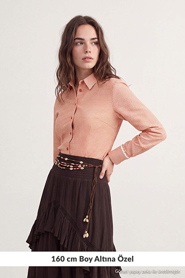 Petite Cinnamon Plaid Shirt Twoaw27Go00138