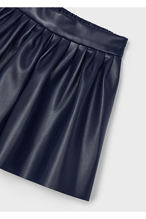 Girl's Leather Shorts Skirt Navy Blue 4907