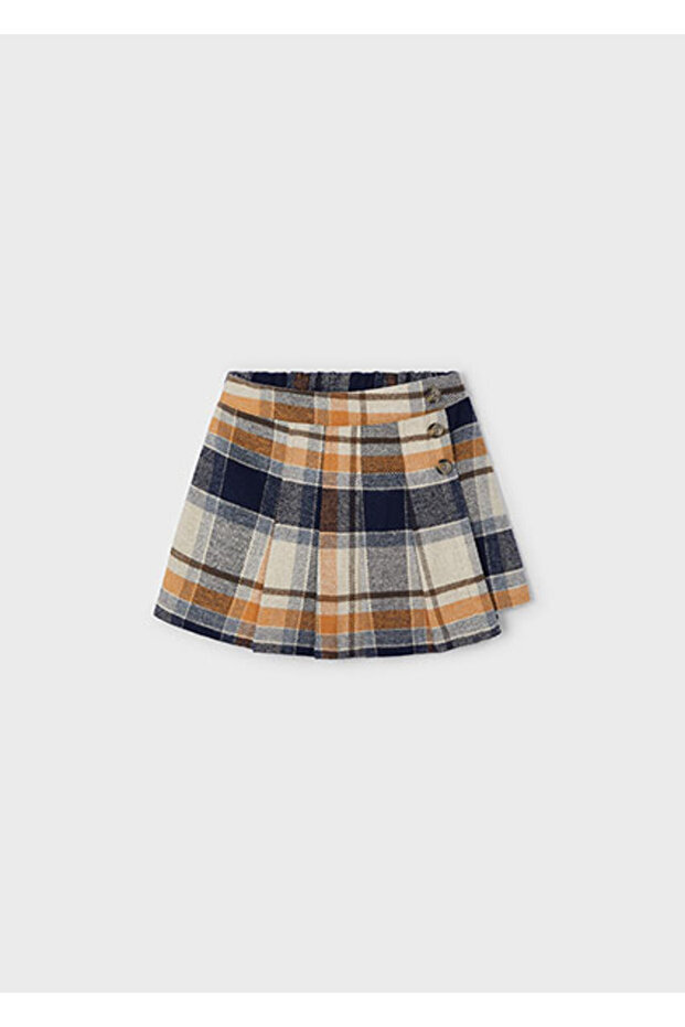 Winter Girls' Plaid Shorts Skirt - Navy Blue