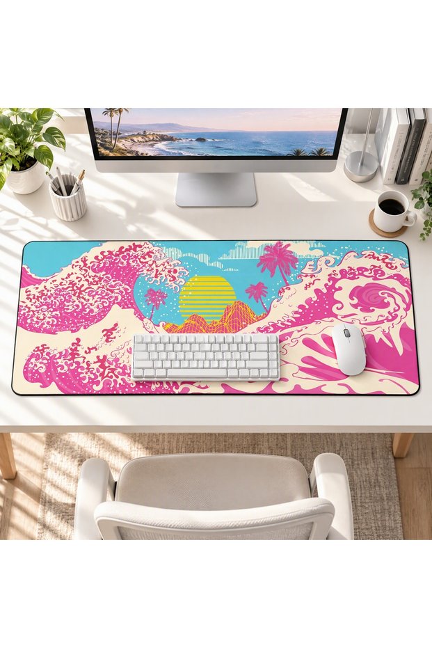 Japanese Wave Mouse Pad 80x30cm, Large Non-Slip Gaming Desk Mat