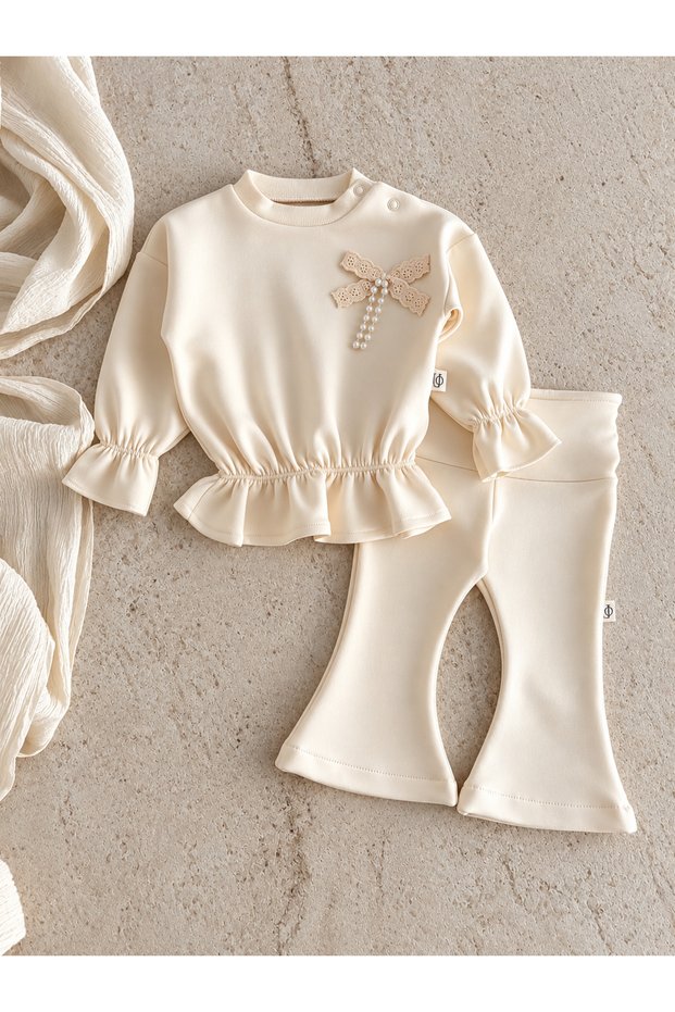 Dora Flara Minimalist Modal Baby Girl Seasonal Sweat Set with Leggings