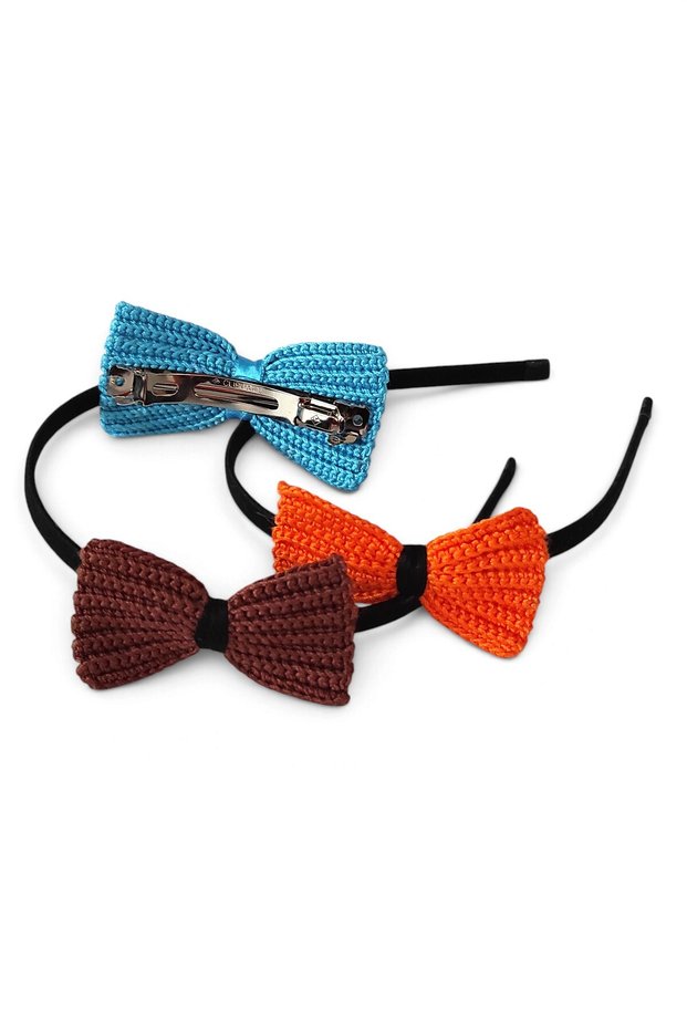Fiyong Knitted Mother Daughter Triple Hair Crown and Hairpin Set