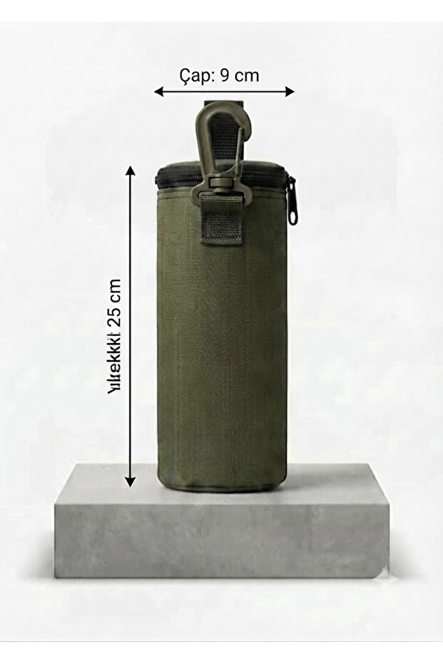 Cylinder Zipper Closure Inside, Thermal, Water Bottle and Water Carrier Bag 0.75-1 Lt Height 25cm Cylinder Circumference Is 30 cm