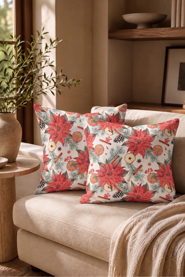 2-Piece Digital Printed Throw Pillow Cover Kokina Pattern