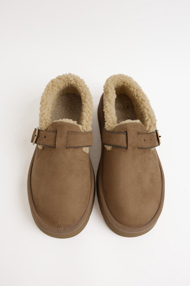 Boots 2524 - Women's Mink Suede Boots with Fur Inside and Antique Buckle