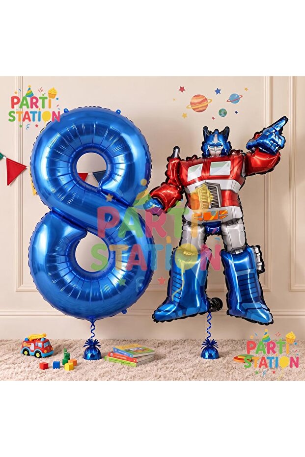 Transformers Optimus Prime 8 Years Old Birthday Balloon Set Foil Number Balloon