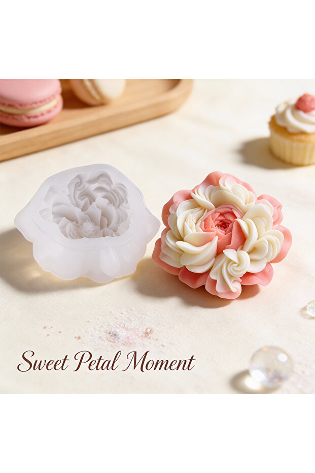 SP80 3D Peony Flower Candle Silicone Mold, Layered Petals, Easy Release Candle Molds For Candle Maki