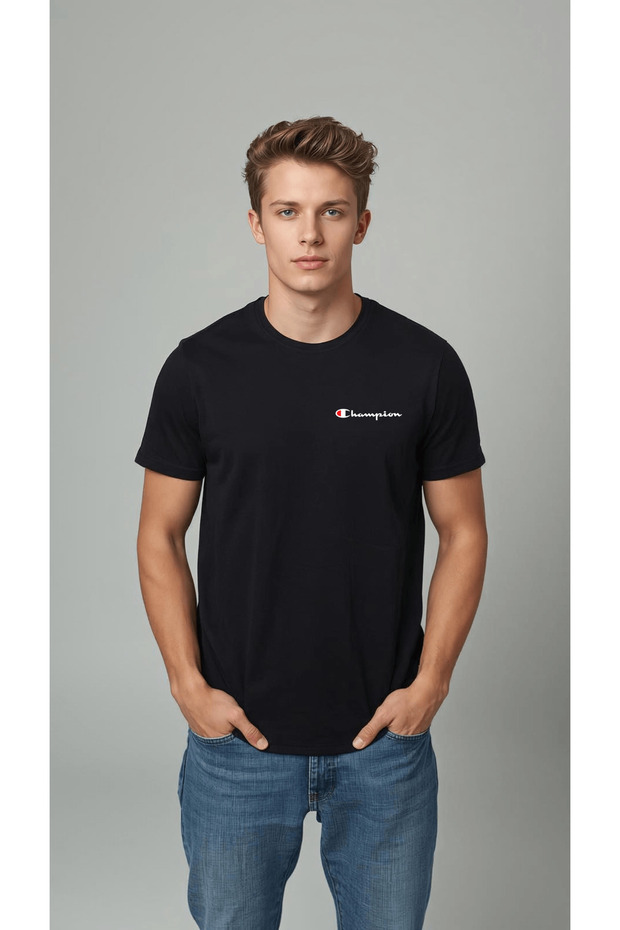 Champion Printed Black T-Shirt