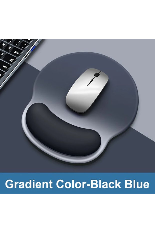 XS Black Blue Gradient Non-slip Mouse Pad, Soft Foam Desktop Mat with Wrist Rest, Comfort Gradient M