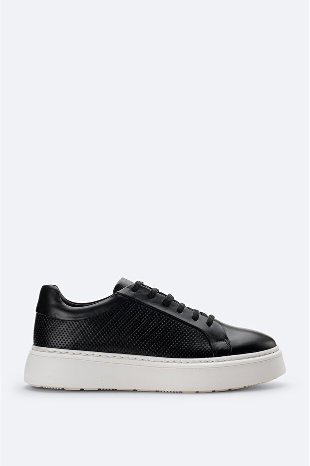Men's Black 100% Leather Flexible Sole Lightweight Casual Shoes A51Y8005