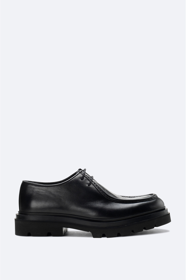 Men's Black 100% Leather Lace-Up Classic Shoes A42Y8006
