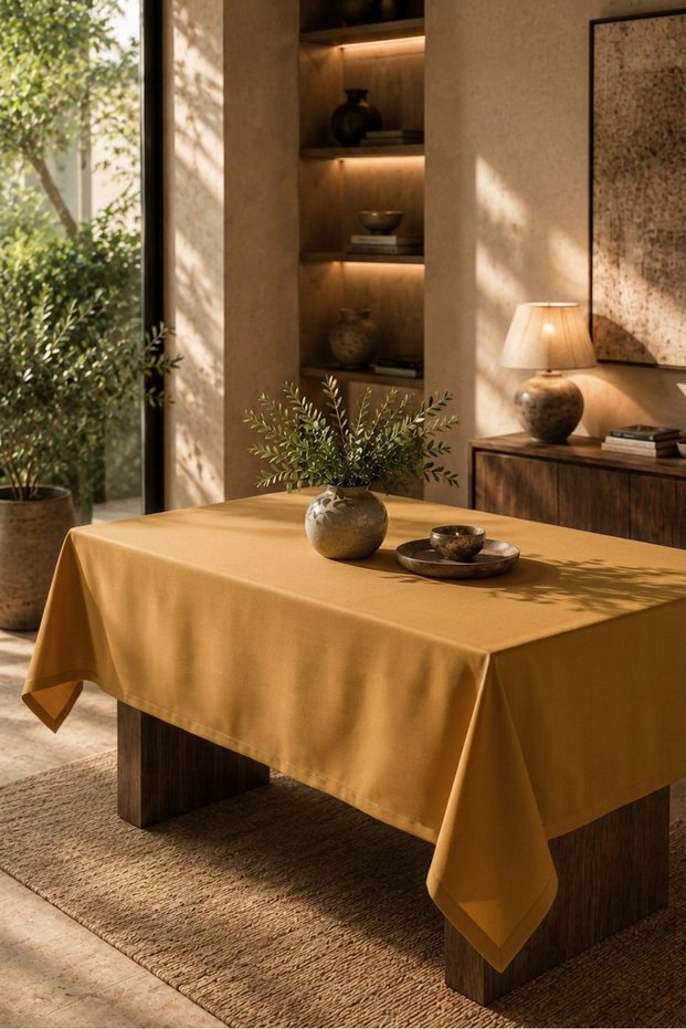 American Service, 130 X 280 Gold Tablecloth
