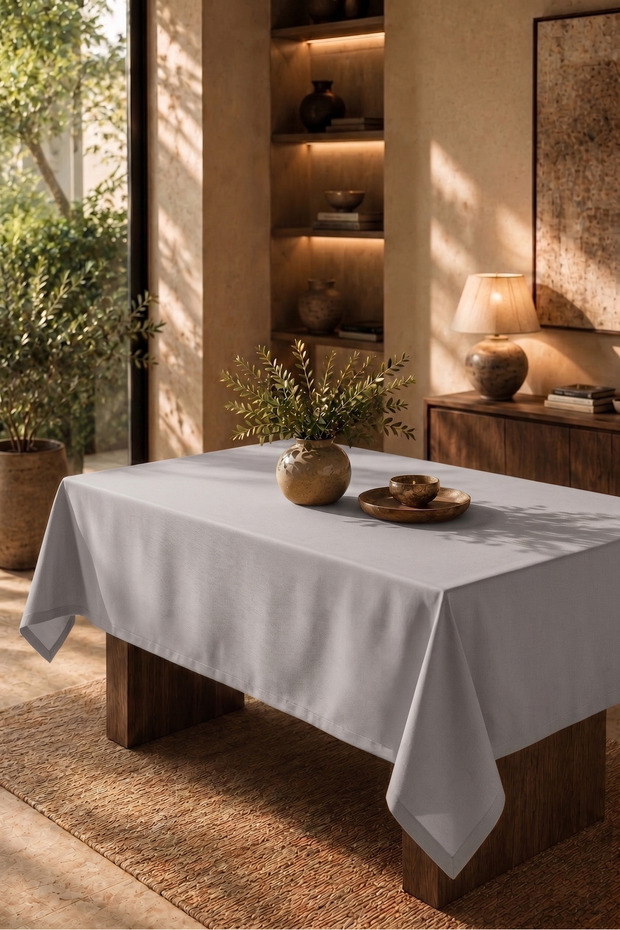 American Service, 130 X 280 Gray Tablecloth