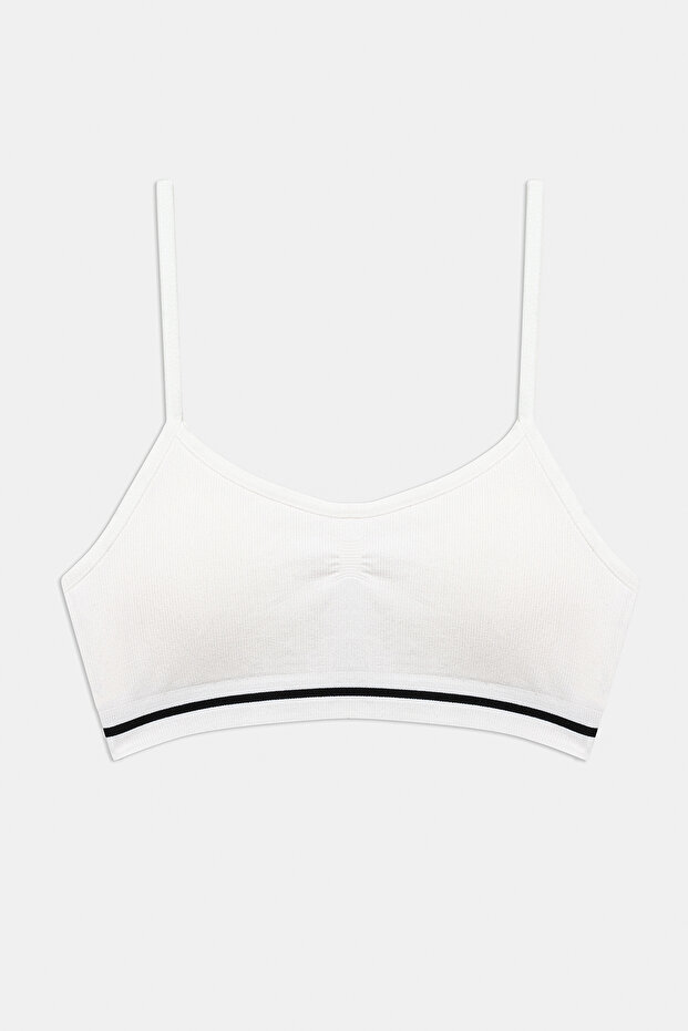 Girl's White Seamless Padded White Cotton Crop Top