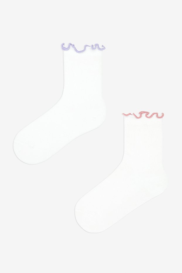 Girl's Colorful Glitter 2-Piece Socks