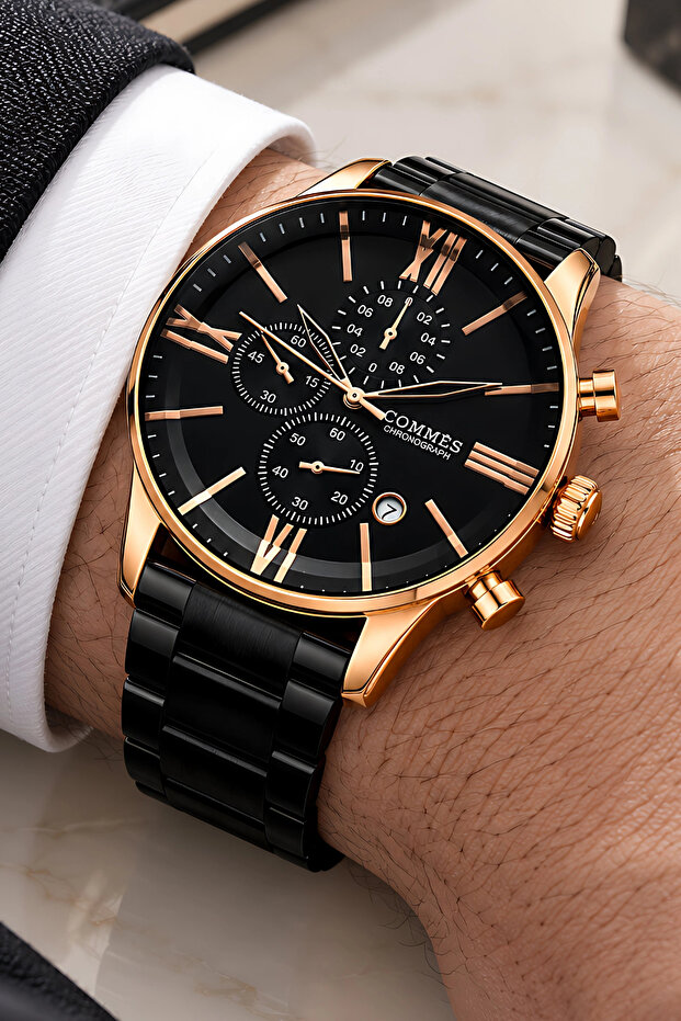Men's Wristwatch with Calendar Steel Cord Steel Case with Bracelet Gift