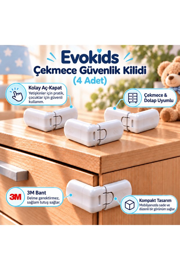 Drawer Safety Lock (4 Pieces)