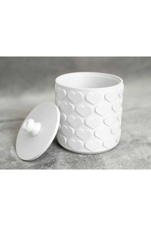 3D-Printed Patterned Storage Box with Lid - Two-Tone Organizer - White