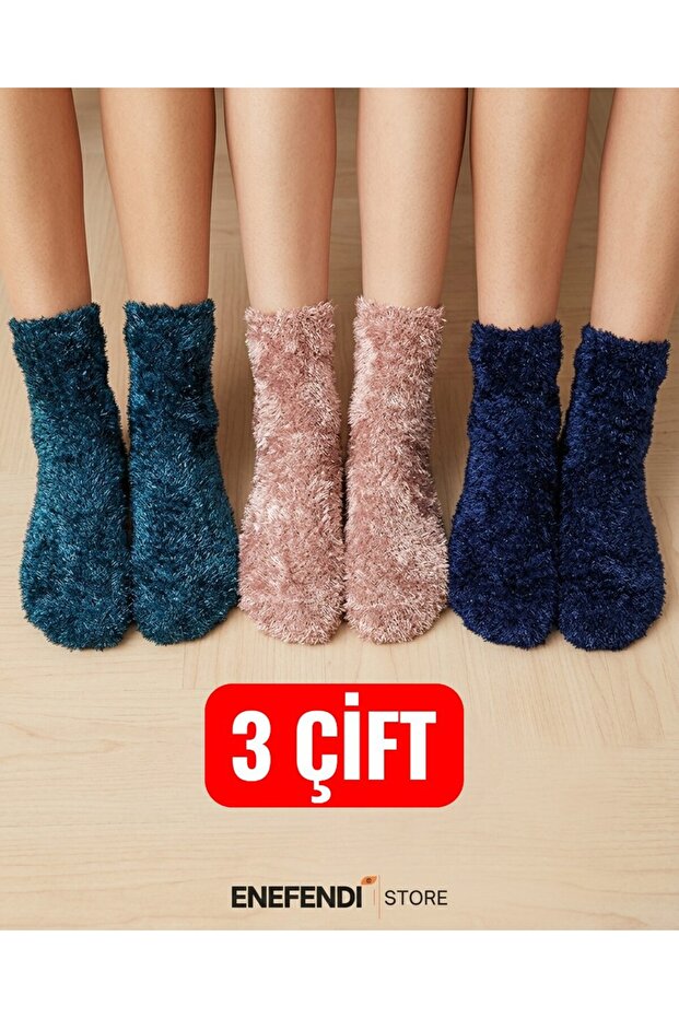 Fuzzy Socks 3 Pairs Winter Thermal Booties Seamless Men's Women's Mixed Color 36-41
