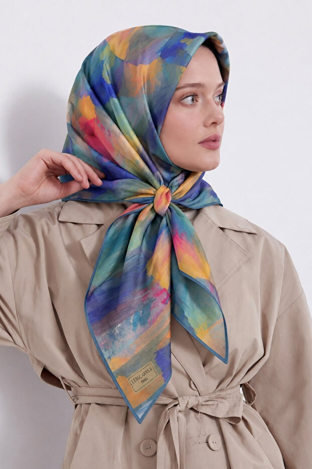 Cotton Silk Scarf with Tie-Dye Pattern Ls2204