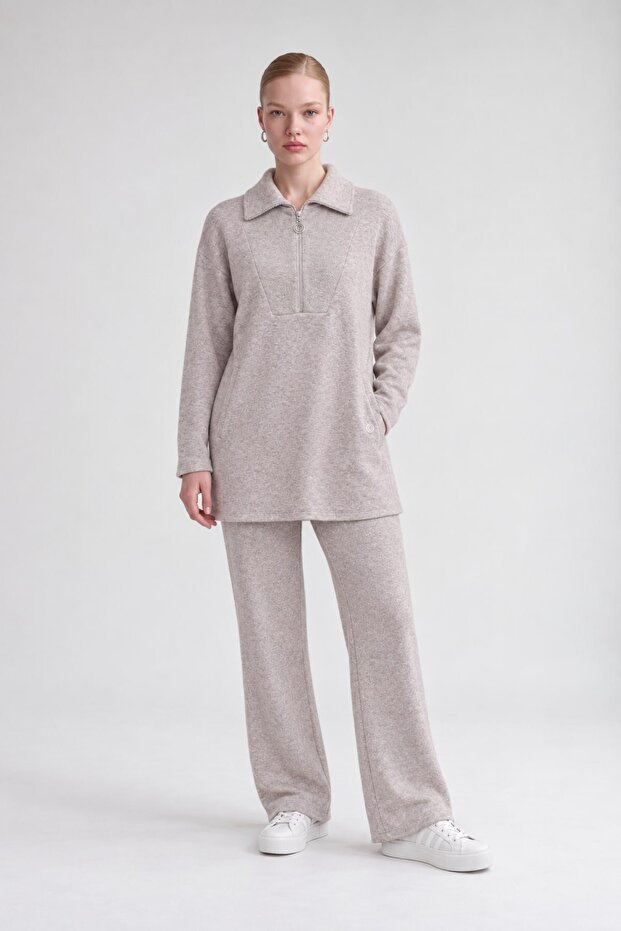 Sim Detailed Cashmere Double Set Mink