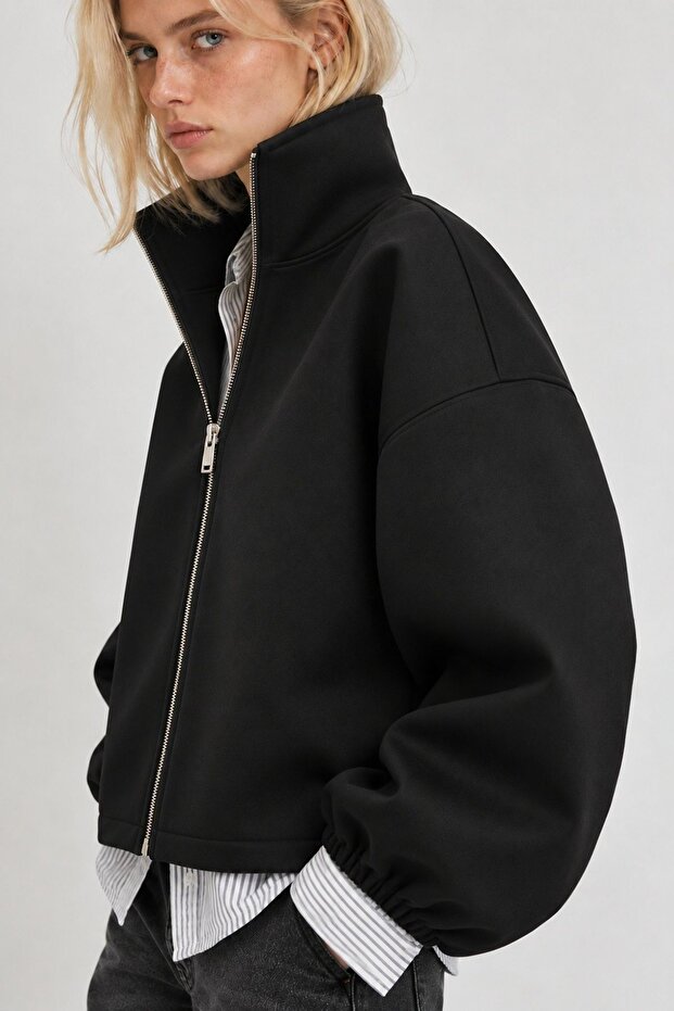 Scuba Jacket with Drawstring Detail