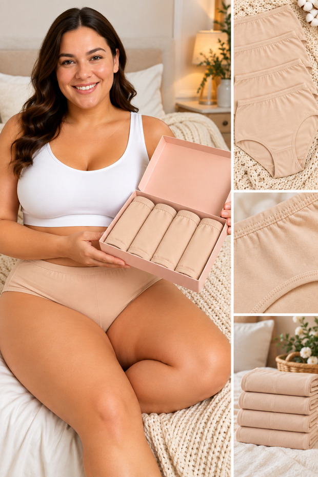 100% Cotton High Waist Daily Panties 4-Pack