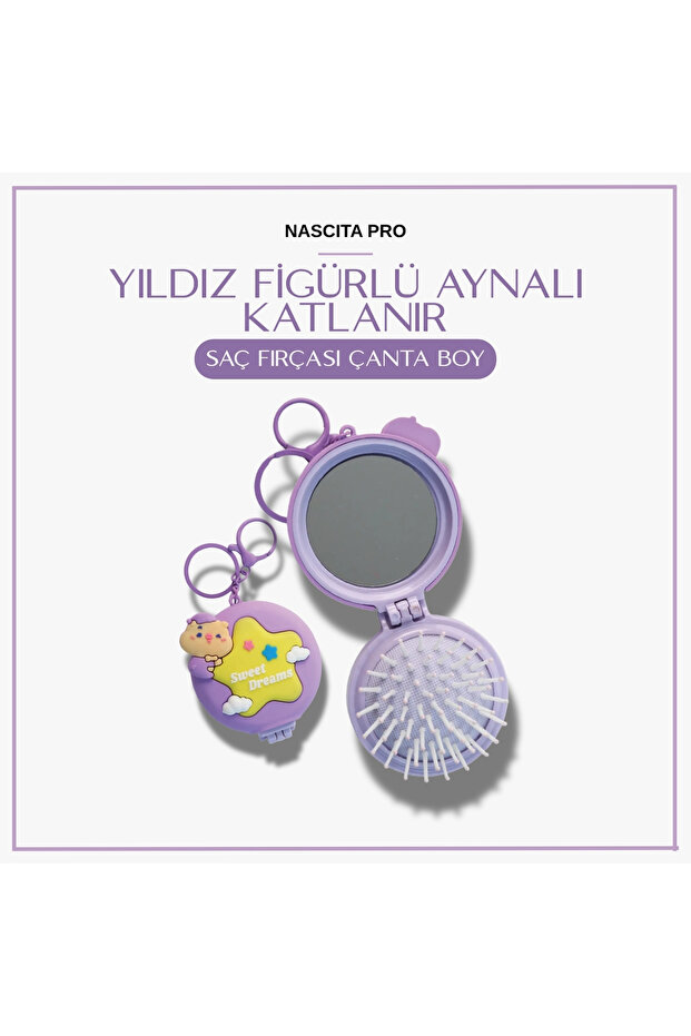 Purple Hair Brush with Pop-Up Mirror - 41
