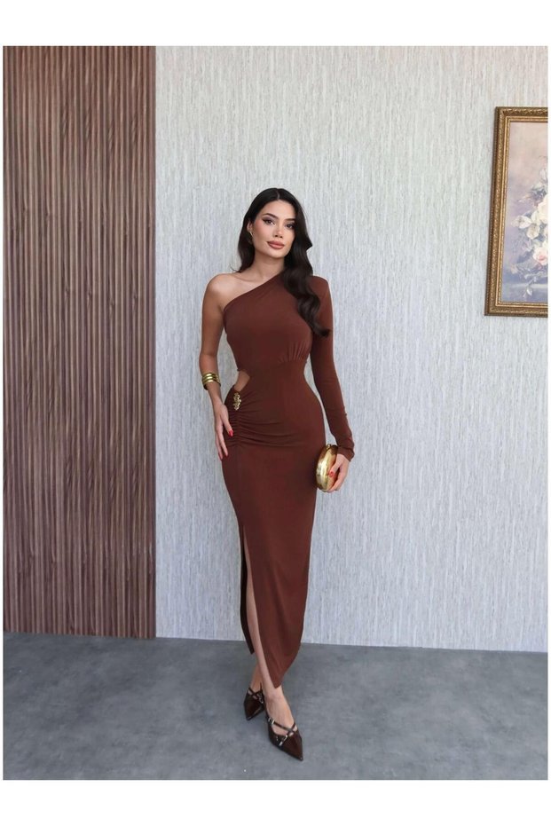 Belt Accessory One-Shoulder Dress