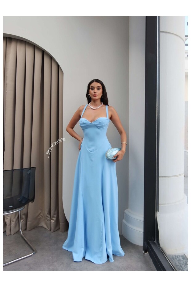 Sweetheart Neckline Crossed Strap Long Dress