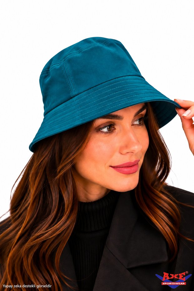 Turquoise Color Suede Bucket Hat Basic Plain Bucket Fisherman Hat Daily Stylish Hat