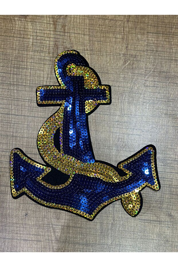 Iron-On Sequin Patch Sailor Anchor Nautical Sewing Accessory 21X17 cm