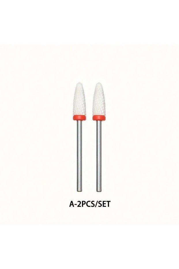 A-2 PCS 2/6Pcs Ceramic Nail Polishing Bits Set - Nail Drill Bits, Polishing Cleaning Brush. Pedicure