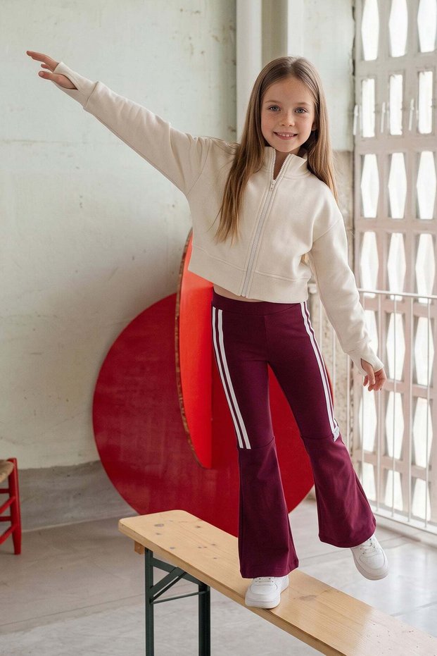 Ribbed Diver Fabric Girls' Flare Leggings