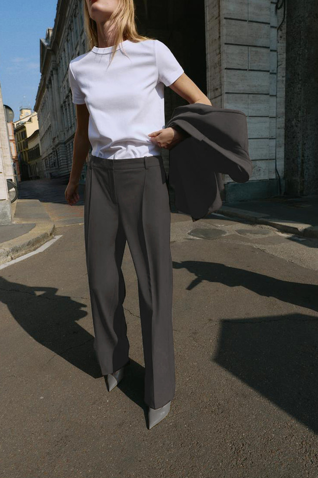 Premium Vento Mid Waist Wide Leg Woven Trousers