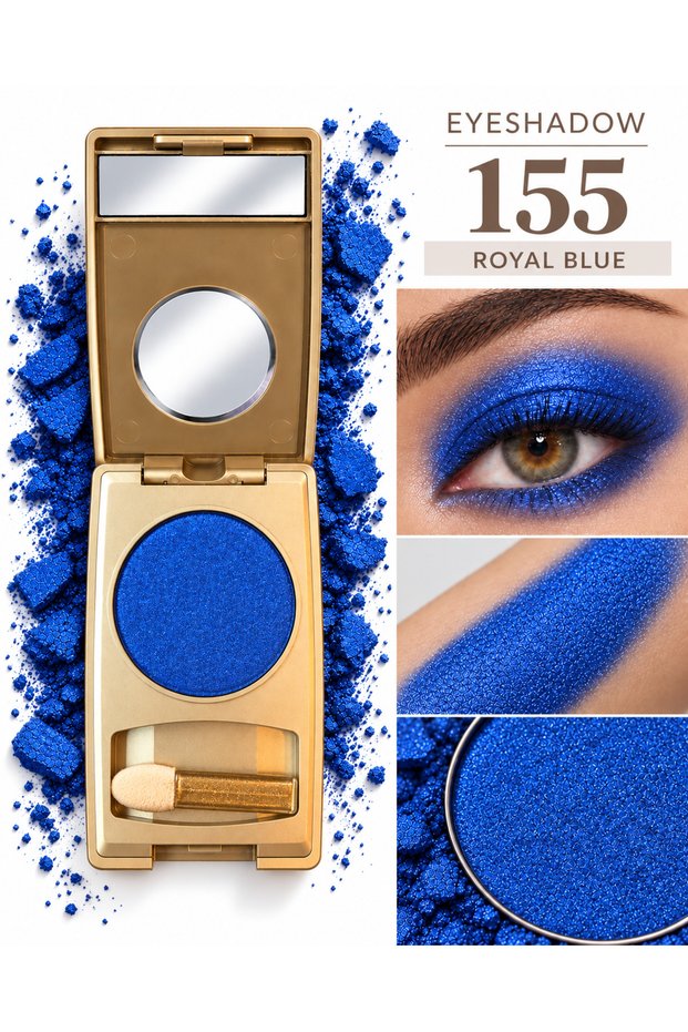 Metallic Blue, Shimmering Powder Eyeshadow - Metallic Blue Eyeshadow No:155