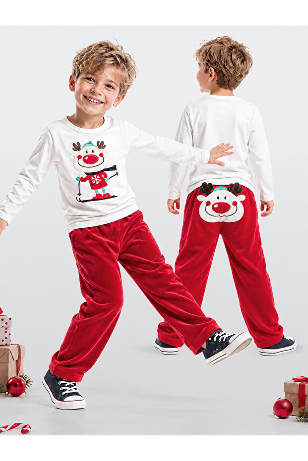 Geyik New Year's Eve Boys' Red Velvet Suit