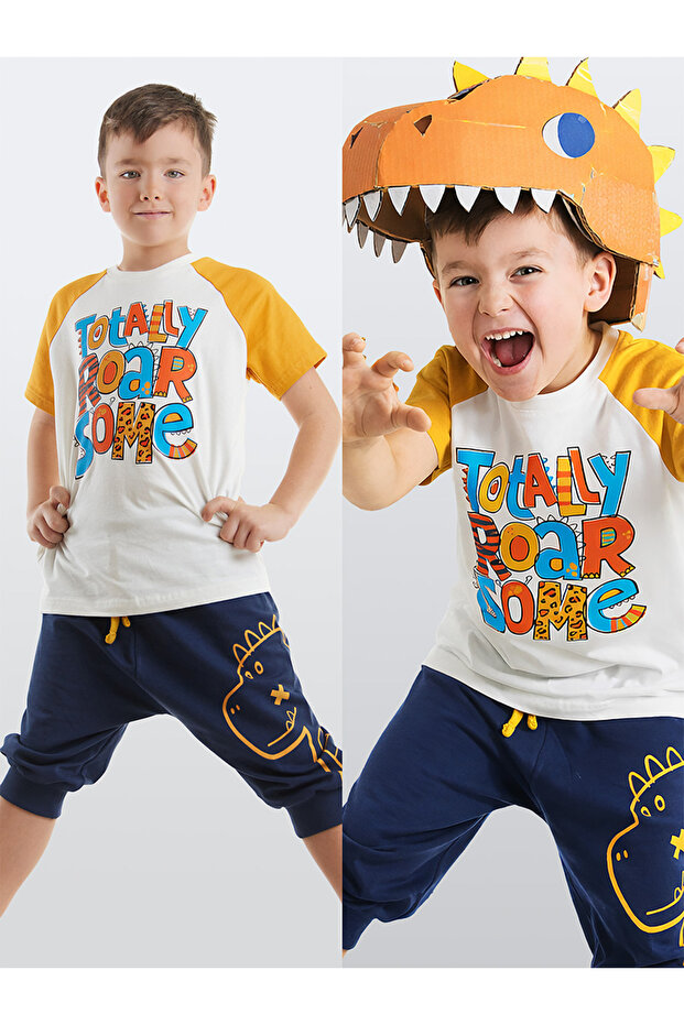 Roarsome Dino Boys Summer T-Shirt Capri Shorts Set
