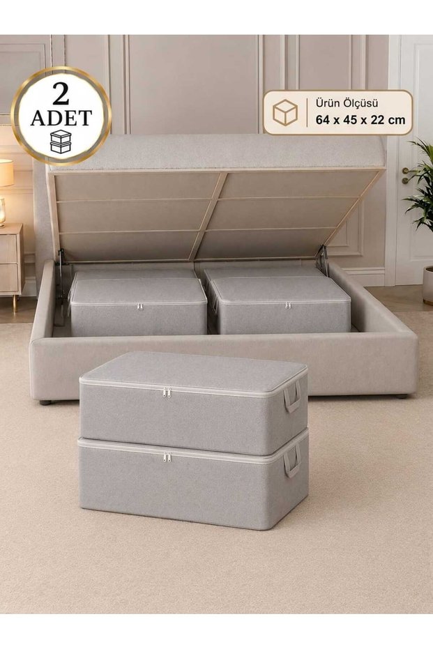 2-Piece Sofa Bed Base Type Pillow and Clothing Storage Bag - under Bed Organizer Bag 64 X 45 X 22 cm