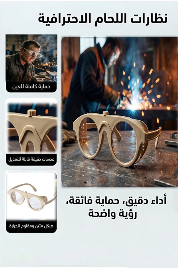 نظارات السلامة الخاصة باللحام باللون البيج