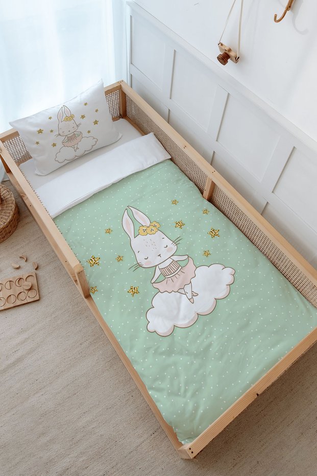 Montessori (Without Sheets) Duvet Cover Set 100X200 cm - for Baby Series - Ballerina Rabbit