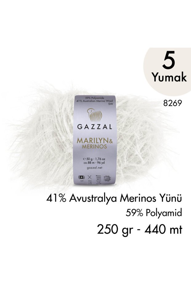 Marilyn & Merinos 8269 Hand Knitting Yarn 5 Skeins 250 Gr