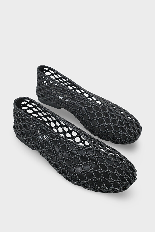 Johanna Hand Knitted Straw Leather Lined Women's Ballerinas