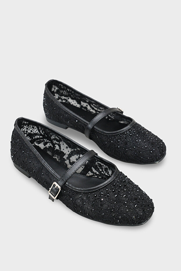 Norean Lace Mesh Embroidered Women's Ballerinas