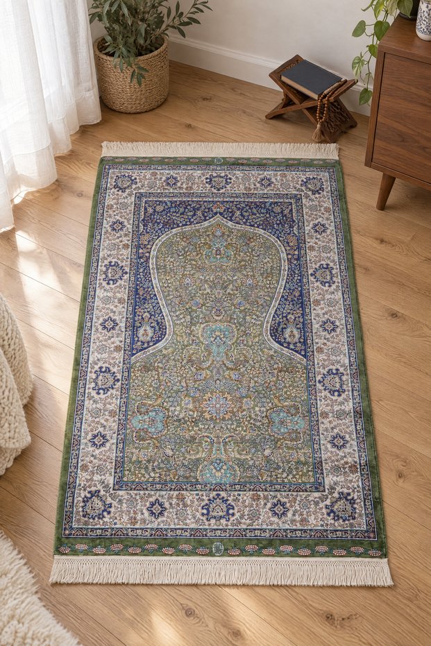Kumkapı Series S163A Luxury Modal Silk Woven Prayer Rug