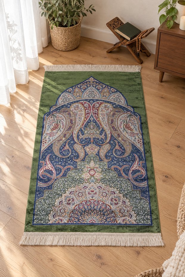 Kumkapı Series 0544U Luxury Modal Silk Woven Prayer Rug